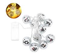 Onsolo Mirror Ball LED String Light 2M/6.6ft Battery Operated Glitter Ball Fairy Lights Mini Disco Ball Light Decorations with 10 Light Bulbs Indoor Lighting for Parties Christmas Tree Decorations