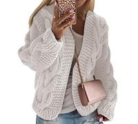 Onsoyours Womens Cardigans Open Front Chunky Jumpers Cardigans Long Sleeve Cable Knitted Sweaters Tops Short Coat Casual Jacket Loose Outwear A White XL