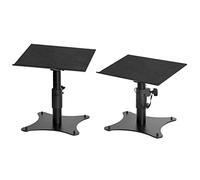 OnStage SMS4500-P Desktop Monitor Stands (Pair, Workstation Pedestal Speaker Setup, Adjustable Height, Padded Platforms, Nonslip Rubber Feet, Short Height for Tabletops or Desks, Steel, Black)