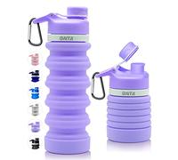 ONTA Collapsible Water Bottle- BPA Free Silicone Foldable Water Bottle for Travel, FDA Approved Food-Grade Silicone Portable Leak-Proof Travel Water Bottle, 20oz (Purple)