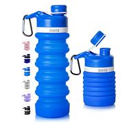 ONTA Collapsible Water Bottle- BPA Free Silicone Foldable Water Bottle for Travel, FDA Approved Food-Grade Silicone Portable Leak-Proof Travel Water Bottle, 20oz Blue