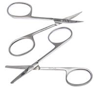 Ontaki Moustache Scissors - 2 Pack, Silver Stainless Steel - Curved Blade Scissors for Beard & Eyebrow - Rounded Safety Tip for Nose & Ear Hair
