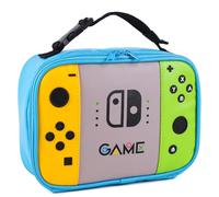ONTESY Boys Lunch Bag Gamer Switch Lunch Bag Thermal Insulated Bentobox Container Waterproof Leather Mini Lunch Cooler for Boys Girls Kids Toddlers Teens Men Women for School Pinic (Teal)