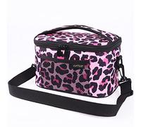 ONTESY Leopard Print Lunch Box for Women, Thermal Insulation Mini Lunch Cooler Pail for All Ages Adults Teens Kids with Adjustable Shoulder Strap for Work School (Pink)