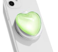 OnTheGrip Compatible with Magsafe Magnetic Cute Glass Heart Design Collapsible Mobile Phone Grip Stand Holder for Smartphone Tablet Cell Phone Accessory (Green)