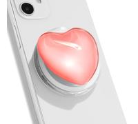 OnTheGrip Compatible with Magsafe Magnetic Cute Glass Heart Design Collapsible Mobile Phone Grip Stand Holder for Smartphone Tablet Cell Phone Accessory (Pink)