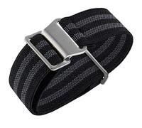 Onthelevel French Troops Parachute Bag for Nylon Elastic Belt Watchband 18mm 20mm 22mm Watch Strap, bk grey bk grey-silver buckle, 22 mm, Army,Military