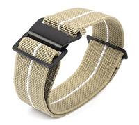 Onthelevel French Troops Parachute Bag for Nylon Elastic Belt Watchband 18mm 20mm 22mm Watch Strap, khaki white-black buckle, 22 mm, Army,Military