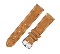 Onthelevel Suede Leather Watch Strap 18mm 20mm 22mm Vintage Chamois Leather Watch Band for Men or Women (20mm, Brown-with Hand Stitching)