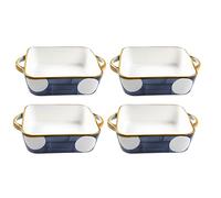 Ontihang Ceramics Rectangular Set of 4 Baking Dishes with Handle 800ml for Oven Ceramic Baking Pan Lasagna Casserole Pan Individual Bakeware