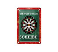Ontrada Tin Sign 12 x 18 cm Curved Die Welt ist eine Platte Dartboard Dart Decoration Gift Sign