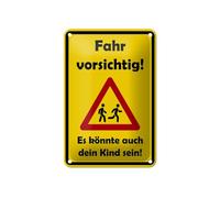 Ontrada Tin Sign 12 x 18 cm Curved Drive Cautiously It Could Be Your Child Decorative Gift Sign