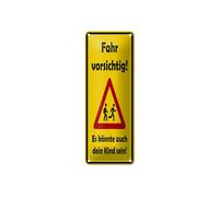 Ontrada Tin Sign 27 x 10 cm Curved Drive Cautiously It Could Be Your Child Decorative Gift Sign