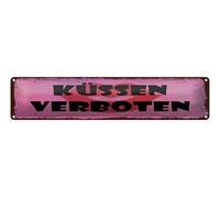 Ontrada Tin Sign 46 x 10 cm Kiss Forbidden Kiss Mouth Decorative Sign