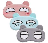 ONTRJIYG 3 Pcs Cute Cartoon Sleeping Eye Masks, Polyester, Universal, Reduces Puffy Eyes, Multicolor