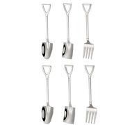 ONTRJIYG 6 Pieces Small Shovel Spoon Fork Stainless Steel Dessert Spoons Ice Cream Fruit Spoons for Home Kitchen Restaurant (Gold and Silver) (Silver)