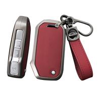 ontto 3/4 buttons Alloy Leather Flip Key Fob Cover Fit for KIA Sportage R Stinger GT Sorento Ceed CD Cerato Forte Xceed K5 Seltos Car Key Shell case keyring Key holder keychain accessories Red B