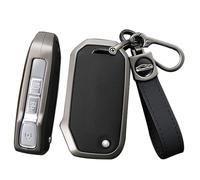 ontto 3/4 buttons Alloy Leather Flip Key Fob Cover Fit for KIA Sportage R Stinger GT Sorento Ceed CD Cerato Forte Xceed K5 Seltos Car Key Shell case keyring Key holder keychain accessories Black B