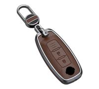 ontto 3-Button Key Fob Cover Car Key Case Leather Key Holder Stylish Key Bag Key Jacket Fit for Nissan Rogue Pathfinder X-Trail Versa Kicks Ariya Qashqai Teana 2023 2024 Key Remote Black