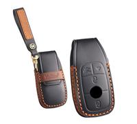 ontto 4-button Key Cover Case Fit for Benz 2017-up Handmade Leather Key Fob Protector Fit for Mercedes-benz A-Class C-Class C300 C63 CLA CLS E-Class E300 E400 E63 G-Class GL GLK GLA 2017-up,Black