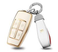 ontto 4-button Key Cover with Keychain Fit for Hyundai Genesis G70 GV70 G80 GV80 G90 GV90 2020-2022 Smart Remote Key Holder (Beige,Type B)