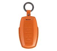 ontto 4 buttons Leather Car Key fob Cover fit for GWM Haval H6 H6GT PHEV Jolion Pro HEV H7 H9 Great Wall Smart Key case keyring Shell Key holder keychain Accessories Orange