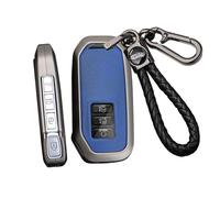 ontto 7 buttons Alloy Car Key fob Cover Case Fit for Kia EV6 GT K5 K7 K8 Sportage GT-Line Sorento 4 MQ4 Sedona Carnaval MPV Smart Leather Key holder Shell keyring keychain accessories Black-blue