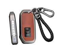 ontto 7 buttons Alloy Car Key fob Cover Case Fit for Kia EV6 GT K5 K7 K8 Sportage GT-Line Sorento 4 MQ4 Sedona Carnaval MPV Smart Leather Key holder Shell keyring keychain accessories Black-brown