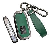 ontto 7 buttons Alloy Car Key fob Cover Case Fit for Kia EV6 Sportage NQ5 QL Ceed Proceed XCeed NIRO Sorento Soul Stinger Rio Smart Leather Key holder Shell keyring keychain accessories Black-green