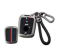 ontto Alloy Car key fob cover case Fit for BMW i3 i8 2014-2024 Smart Key Shell Holder bag keyring keychain protector Accessories 4 buttons Black A