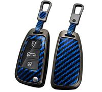 ontto Alloy Car Key fob Cover Fit for Audi A1 A3 8P A4 A5 A6 C7 A7 S3 S7 S8 R8 Q2 Q3 Q5 Q7 Q8 SQ5 TT RS3 RS6 Flip Key case keyring Key Shell holder keychain protector accessories 3 buttons Blue A