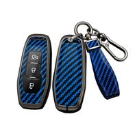 ontto Alloy Car Key fob Cover Fit for Ford Focus 3 4 ST Mondeo 5 MK5 Mustang F-150 Explorer Edge Fiesta Kuga MK3 MK4 keyless entry Smart Key case Shell holder keyring keychain accessories Blue B