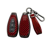 ontto Alloy Car Key fob Cover Fit for Ford Transit Custom Mondeo Fiesta Kuga ST Line MK3 Focus 3 Station Wagon Ecosport keyless entry Key case keyring Smart Shell holder keychain accessories Red B