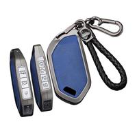 ontto Alloy Car Key fob Cover Fit for Kia Telluride EV9 2023 2024 Picanto GT Line Sorento MQ4 Carnival KA4 Morning K5 Carens 2024 Leather Key case keyring Shell holder bag keychain Accessories Blue B