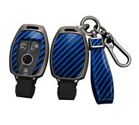 ontto Alloy Car Key fob Cover Fit for Mercedes Benz C Class W204 GLC260 C200 CIA GLA W205 W212 C S E Class Key case keyring PVC Key Shell holder keychian accessories 2/3 buttons Blue
