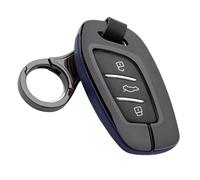 ontto Alloy Car key fob cover Fit for MG4 MG5 MG6 MG ZS EV HS EHS ZX GT for Roewe RX3 RX8 ERX5 RX5 I6 I5 Smart leather Key case 3 button Key Shell keyring Key Holder keychain Accessories Black Blue A