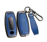 ontto Alloy Car Key fob Cover Fit for Nissan Rogue Pathfinder X-trail T33 Qashqai J12 Juke Kicks Ariya B6 B9 2022 2023 2024 Leather Key case Shell key holder keyring keychain accessories Black-blue