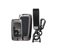 ontto Alloy Leather Car Key Fob Cover Fit for fit for Range Rover Evoque Sport Vogue Discovery 5 for Jaguar E I-PACE 2018 up Smart Key Holder case keyring Shell keychain accessories Black