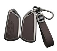ontto Car Key Case Cover Fits for VW Golf 8 R ID4 ID5 ID.7 Seat Leon FR Mk4 Cupra Vormentor for Skoda Octavia A8 MK8 Zinc Alloy Leather Protective Case Key Cover Accessories 3 Keys -