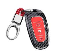 ontto Car key case Fit for Hyundai Santa Fe Tucson Nexo NX4 Ioniq 5 Atos Prime Solaris 2021-2023 ABS protective cover key cover key case key case key case accessory 3 keys red