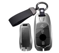 ontto Car Key Case Protective Key Case Compatible with Mercedes A C E S G Class GLC CLE CLA W177 W205 W213 EQA A200 Metal Housing Key Cover Key Fob 2/3/4 Buttons B Black