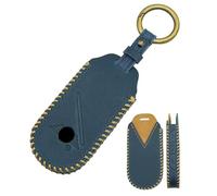 ontto Car Key Cover Case Keychain fit for BMW MINI One Cooper S F66 PHEV JCW Countryman Aceman 2023 2024 2025 Leather Smart Key Holder Shell Keyring protector Accessories 4 buttons Blue
