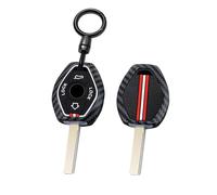 ontto Car Key Cover fit for BMW 1 3 5 6 7 Series E66 E90 E91 E92 E93 Coupe E46 X3 E83 X5 E53 Z4 Carbon Fiber Metal Key Fob Holder Case Keychain Keyring Shell protector Accessories Red White 2