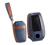ontto Car key cover fit for BMW Display G30 G12 G11 G32 G31 5 7 Series I8 I12 I15 G01 X3 X4 G02 G05 X5 G07 X7 LED crazy horse leather key case holder keyring keychain Smart Key Shell Accessories Blue