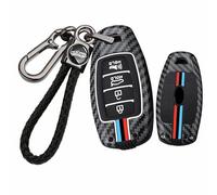 ontto Car Key Cover fit for Hyundai Elantra Veloster Kona i30 Palisade Venue Accent Santa Fe Carbon Fiber Metal Key Fob Holder Case Keychain Keyring Shell Accessories 4 buttons klaxon-Red Blue