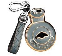 ontto Car Key Cover Fit for Mini Cooper 2007-2014 Smart Remote Key Fob Case Key Holder Full Protection, L-grey, Long-keychain