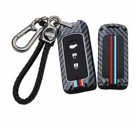 ontto Car Key Cover fit for Mitsubishi ASX Eclipse Cross Outlander Pajero Montero Sport Mirage Lancer Carbon Fiber Metal Key Fob Holder Case Keychain Keyring Shell Accessories 3 buttons Red Blue