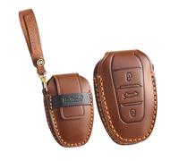 ontto Car key cover fit for Peugeot 208 308 408 508 2008 3008 leather key case holder for C2 C3 C4 DS3 for Opel vauxhall Grandland X keyring key chain Smart Key Shell Accessories Brown