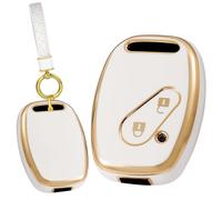 ontto Car Key Cover TPU Key Case Compatible with Honda Civic Jazz CRV Insight Record Fit Frv Key Ring Key Box Key Fob Folding 2 Buttons White