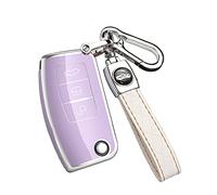 ontto Car key fob cover Fit for Ford Focus Fiesta Mondeo Galaxy C-Max S-Max B-Max Territory EcoSport Flip Key Case Holder Shell TPU Smart key bag keychain keyring protective Accessories Light purple